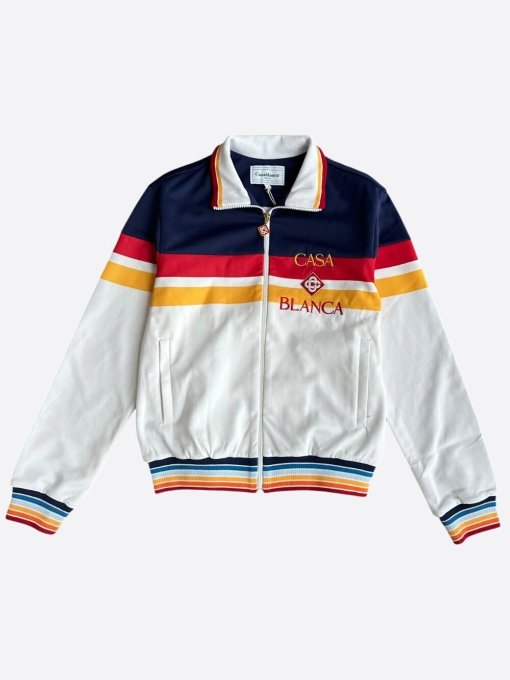 Casablanca White & Multicolor Embroidered Logo Track Jacket